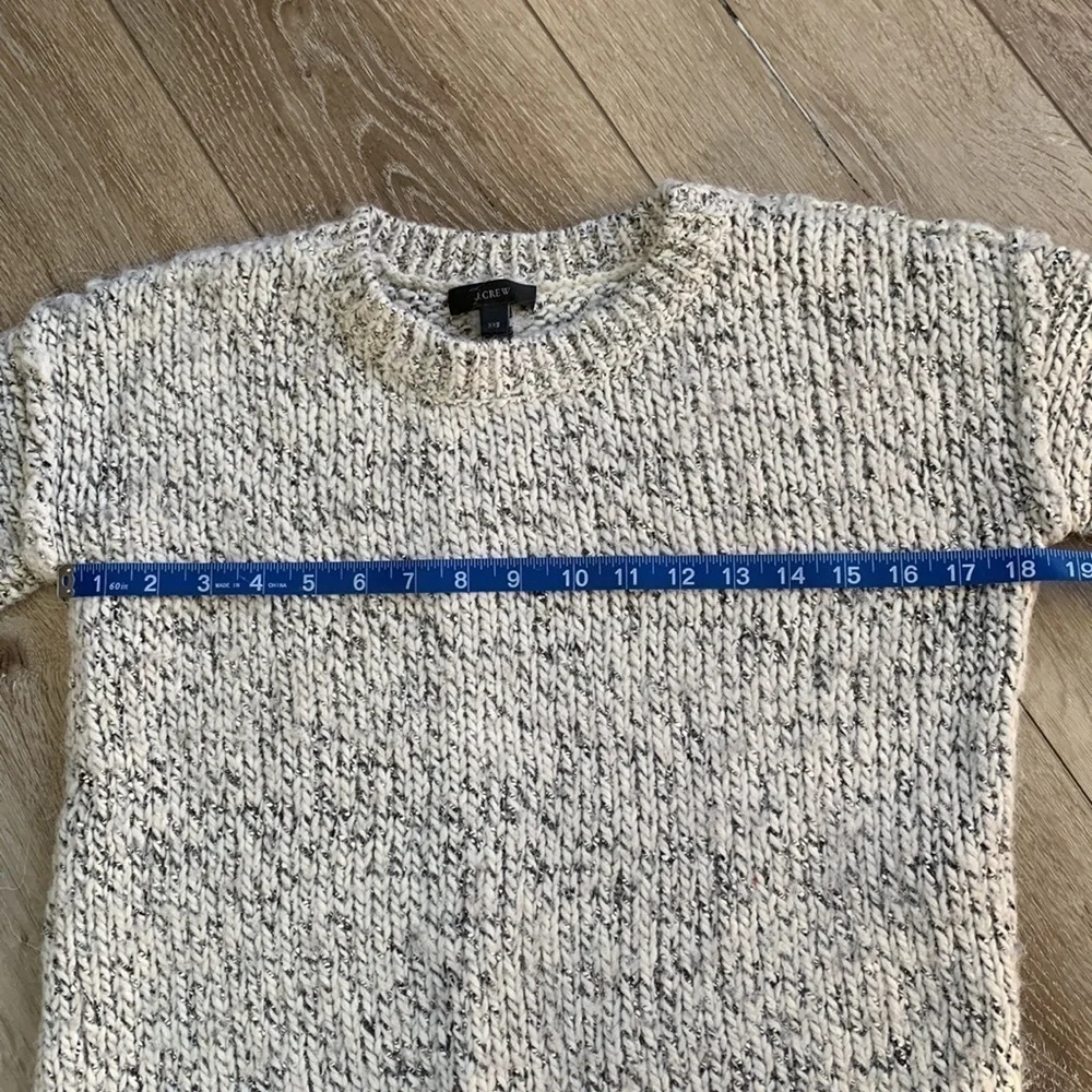 J. Crew Marled Drop-Shoulder Gray/Cream Raw Seam Sweater